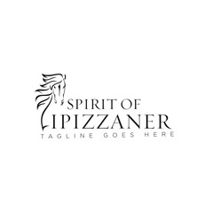 spirit of lipizzaner logo, with horse silhouette and letter l vector