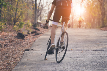 Naklejka premium people cycling the nature with happy on holiday.