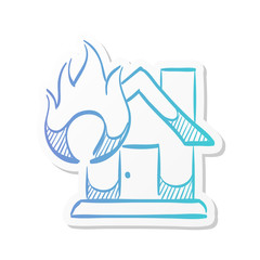 Sticker style icon - House fire