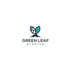 green leaf logo icon vector design