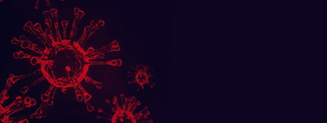 Image of Flu COVID-19 virus cell under the microscope on the blood.Coronavirus Covid-19 outbreak...