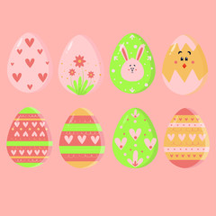 easter day egg hand drawn collection. flat design