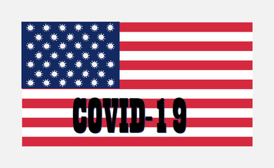 Vector. Creative USA flag with coronavirus cells.