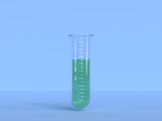 transparent tube glass test tube lab blue background 3d render