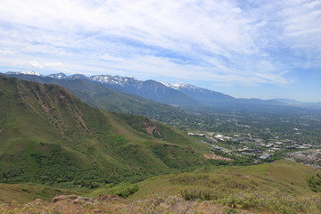 Naklejka premium Wasatch Mountains rise steeply from the floor of Salt Lake Valley, Utah, USA