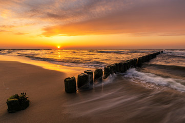 Beautiful, colorful sunset over Baltic sea