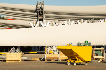 Fototapeta na wymiar machines for the production of propellers for wind turbines in a wind turbine factory