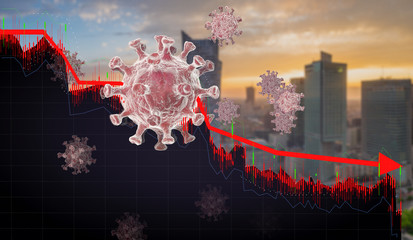 The concept of falling stock market quotations caused by a virus pandemic