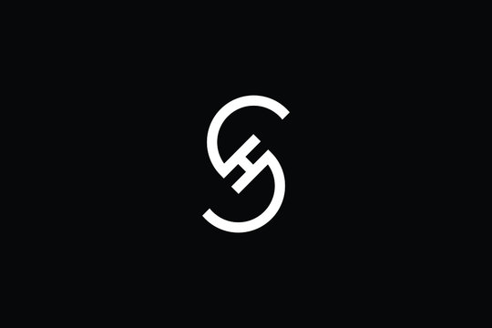 Minimal elegant monogram art logo. Outstanding professional trendy awesome artistic SH HS initial based Alphabet icon logo. Premium Business logo White color on black background