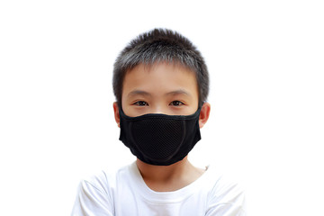 Asian boys with mask protection, COVID-19 or Virus protection concept 