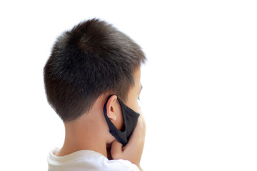 Asian boys with mask protection, COVID-19 or Virus protection concept 