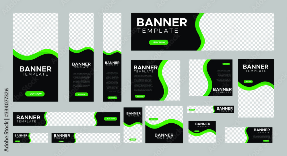Fototapete set of creative web banners of standard size with a place for photos. Business ad banner. Vertical, horizontal and square template. vector illustration EPS 10