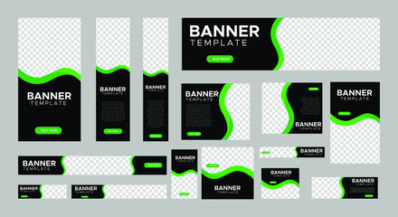 set of creative web banners of standard size with a place for photos. Business ad banner. Vertical, horizontal and square template. vector illustration EPS 10