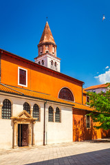 Obraz premium Historic center of the Croatian town of Zadar at the Mediterranean Sea, Church of St.Simeon, Europe.
