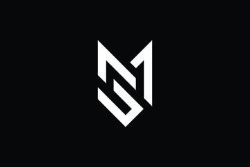 Minimal elegant monogram art logo. Outstanding professional trendy awesome artistic MS SM initial based Alphabet icon logo. Premium Business logo White color on black background