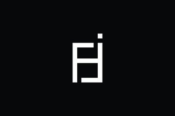 Minimal elegant monogram art logo. Outstanding professional trendy awesome artistic FJ JF initial based Alphabet icon logo. Premium Business logo White color on black background