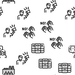 Protest And Strike Seamless Pattern Vector Thin Line. Illustrations