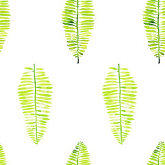 Seamless watercolor pattern of branch with leaves