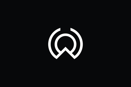 Minimal elegant monogram art logo. Outstanding professional trendy awesome artistic WO OW initial based Alphabet icon logo. Premium Business logo White color on black background