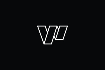 Minimal elegant monogram art logo. Outstanding professional trendy awesome artistic W WV WN NW VN NV initial based Alphabet icon logo. Premium Business logo White color on black background