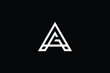 Minimal elegant monogram art logo. Outstanding professional trendy awesome artistic AA AG GA initial based Alphabet icon logo. Premium Business logo White color on black background