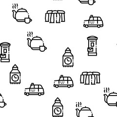 England United Kingdom Seamless Pattern Vector Thin Line. Illustrations