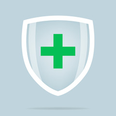 Fototapeta premium Shield with cross. Health protection. Vector illustration design. Safety life.