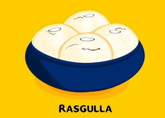 Rasgulla Bengali indian Sweet Dish Food Vector