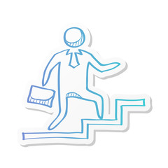 Sticker style icon - Businessman stairway