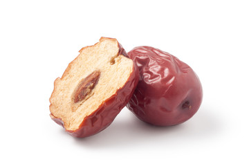 Fototapeta premium Dried red dates isolated on white background