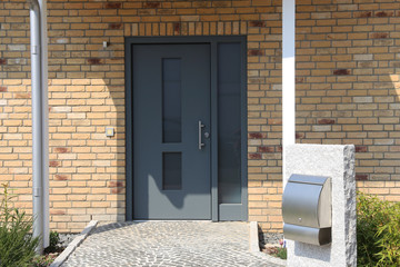 Modern new anthracite grey front door