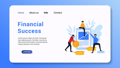 financial success landing page template flat design vector illustration