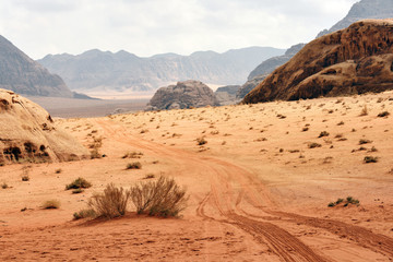 Fototapeta na wymiar Wadi Rum rock desert landscape