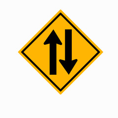 Two way traffic sign, vector illustration