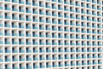 Multiple closed windows on a large office building