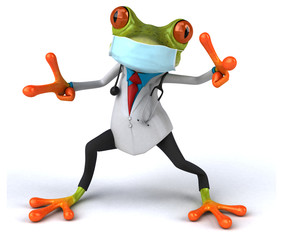 3D Illustration of a doctor frog with a mask