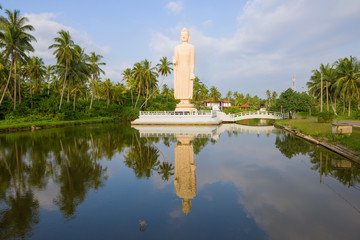 View of the Buddha statue. Hikkaduwa surroundings, Sri Lanka