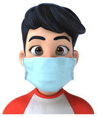 3D Illustration of a teenager with a mask