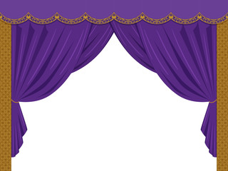アラビア模様の緞帳_フレームイラスト_紫