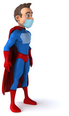 3D illustration of a cartoon character with a mask