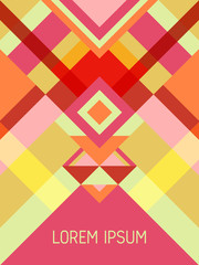 Cover page layout vector template geometric design with triangles and stripes pattern.