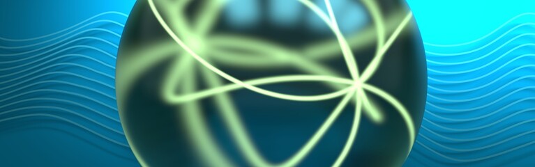 Abstract background with transparent sphere. 3D rendering