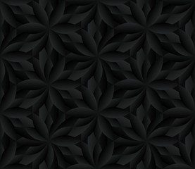 Black flower seamless pattern. Repeating abstract dark floral background