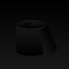 Black on black toilet paper art. Glowing gradient deficit concept vector illustration.