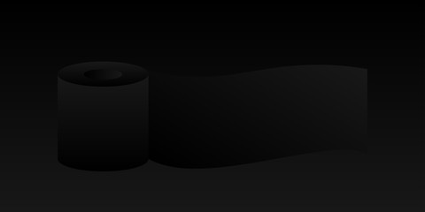 Black on black toilet paper art. Glowing gradient deficit concept vector illustration.