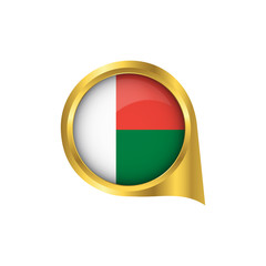 Fototapeta premium Flag of Madagascar, location map pin, pointer flag Madagascar, button gold, Icon country . Vector Illustration EPS10.