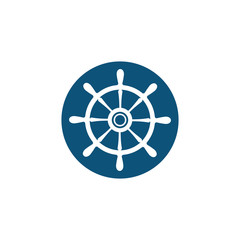 Obraz premium Ship wheel steering symbol vector icon