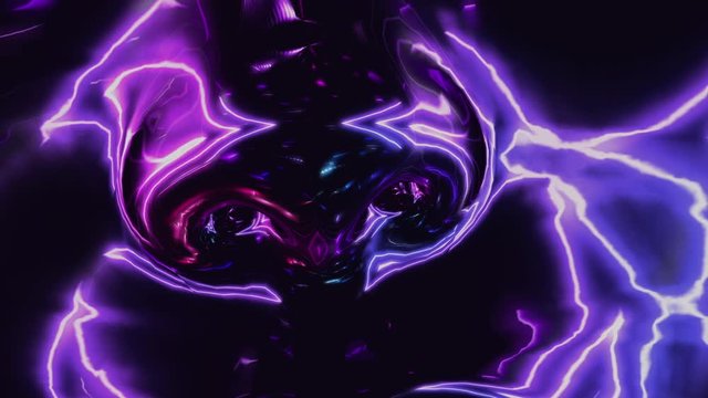 Animated chrome female with purple and neon glow effects. 3d-rendering.