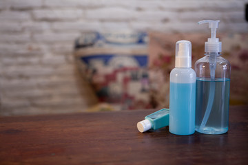 alcohol gel sanitazer ,spray liquid cleaning hand for prerentive measures against coronavirus (Sars-CoV-2,Covid-19) interfection with antibacterial hand sanitizer gel