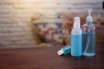 alcohol gel sanitazer ,spray liquid cleaning hand for prerentive measures against coronavirus (Sars-CoV-2,Covid-19) interfection with antibacterial hand sanitizer gel